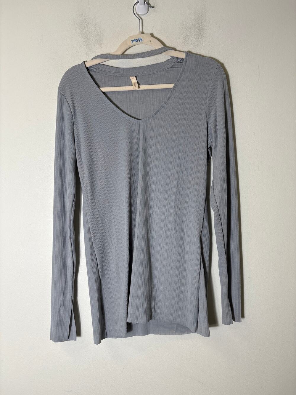 Wishlist Light Gray Blue Long Sleeve Stretch Shirt Sz M